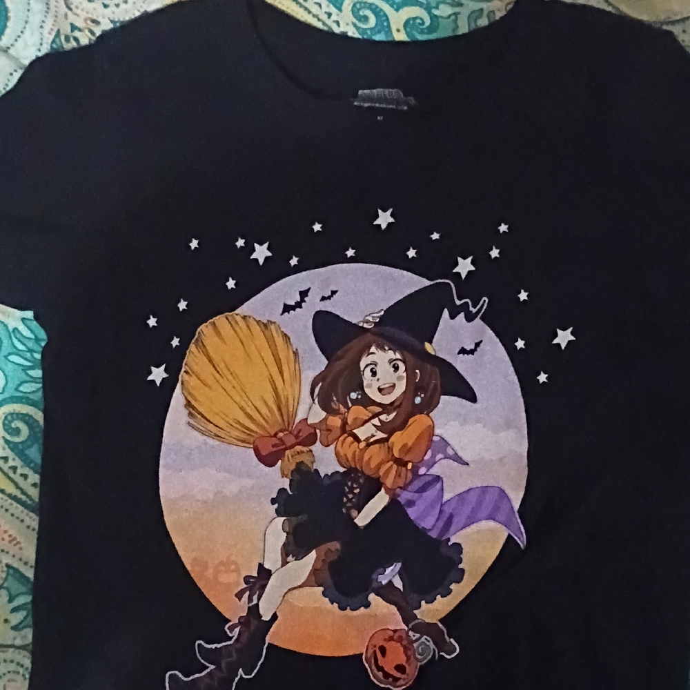 Charming Witch Costume Tee for Kids - Black, Orange, and Purple